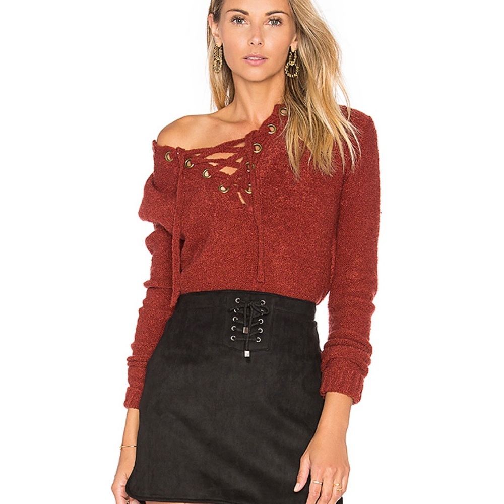 Lovers‎ Friends Revolve Rocky Lace Up Sweater Small